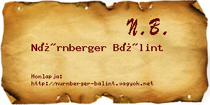 Nürnberger Bálint névjegykártya