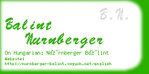 balint nurnberger business card